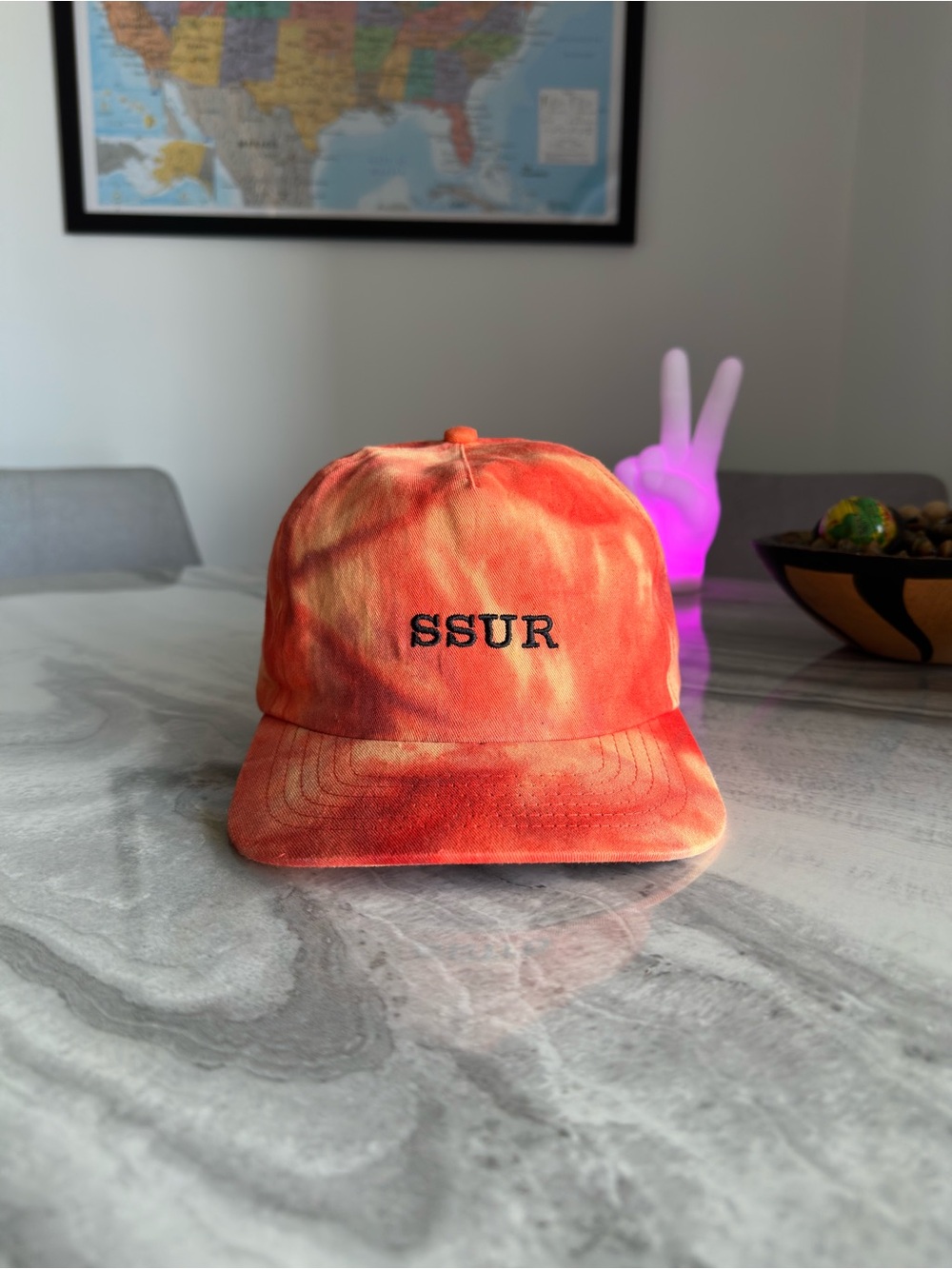 SSUR Fury Fire Custom Orange Tie Dye Logo Cap